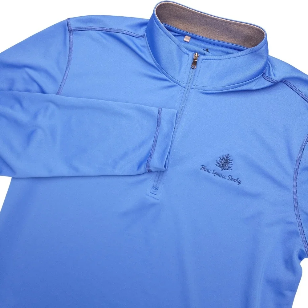 Adidas Pullover Mens‎ Large Blue 1/4 Zip Long Sleeve Golf Blue Spruce Derby